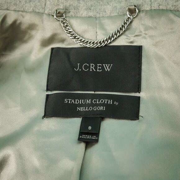 J. Crew Size 8 Gray Stadium Cloth by Nello Gori Full Zip Snap Lined Wool Coat - Picture 4 of 7